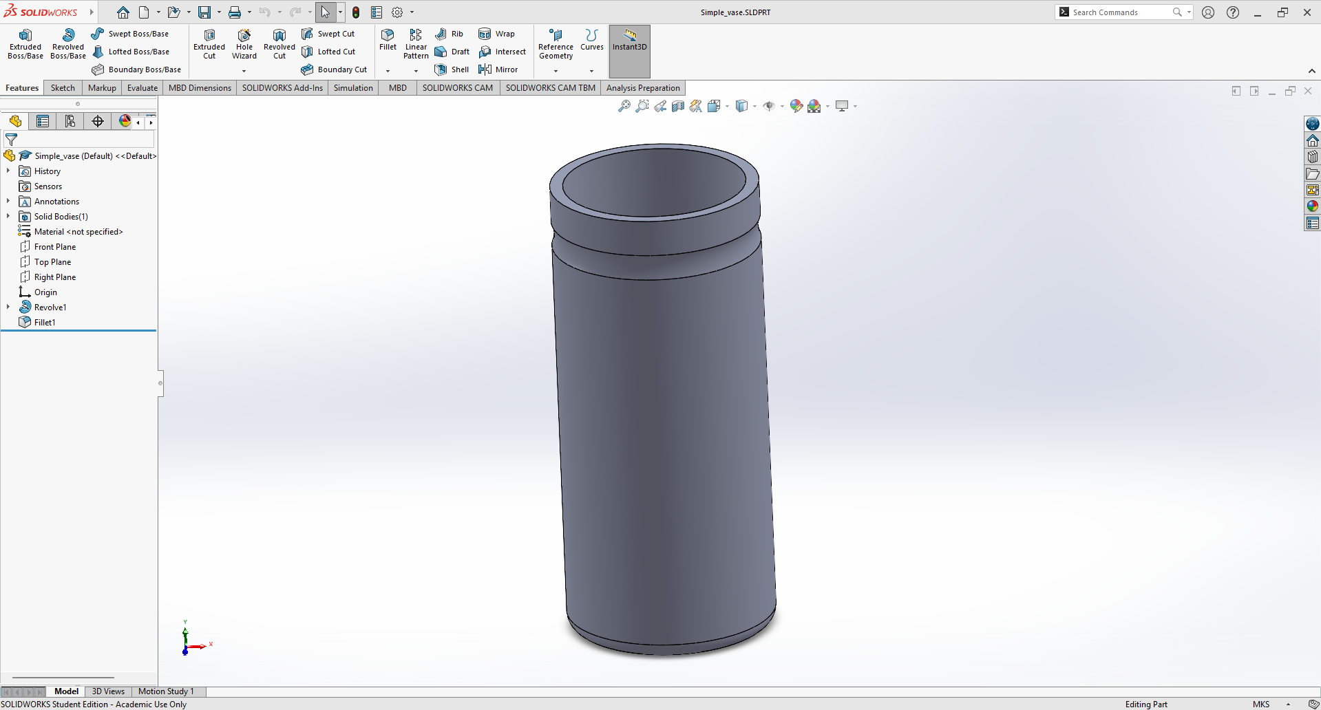 The final product of the first vase protion of the video