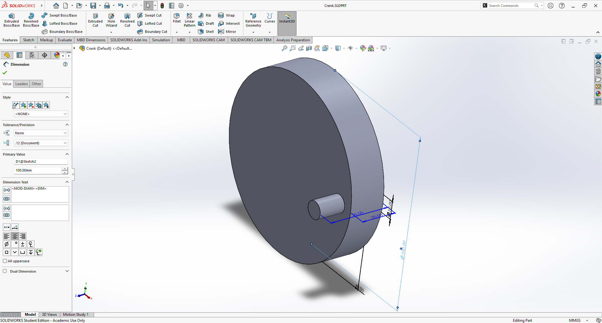 Final product of the crank
